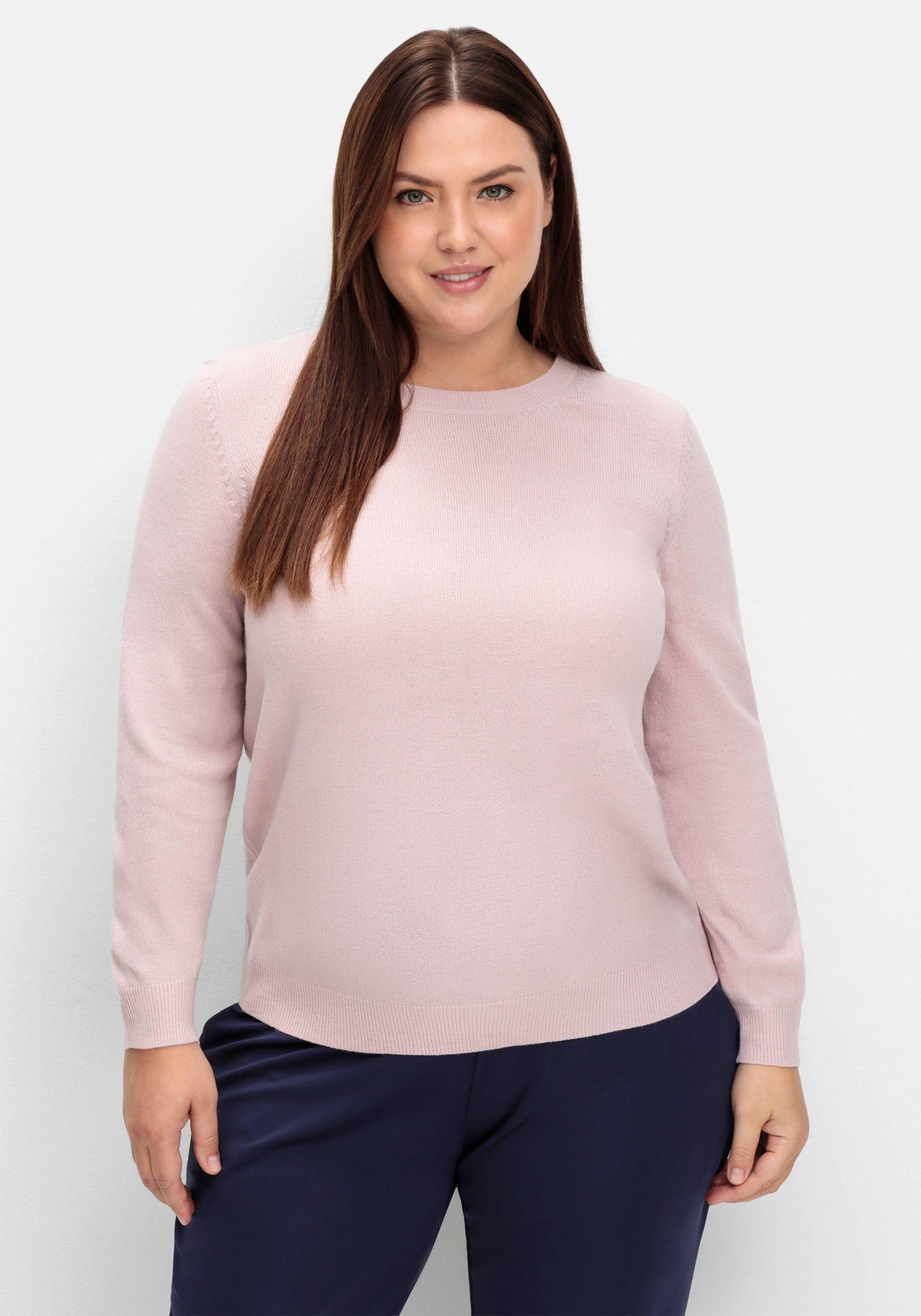 Große Größen: Pullover mit gerippten Abschlüssen, rosé, Gr.40-56 von sheego