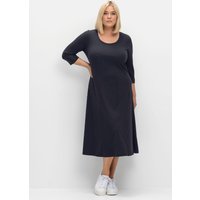 Große Größen: Shirtkleid aus Rippqualität, mit 3/4-Ärmeln, tiefblau, Gr.40-58 von sheego