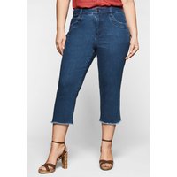 Große Größen: Slim Fit Jeans in 3/4-Länge, mit Fransen am Saum, blue Denim, Gr.40-58 von sheego