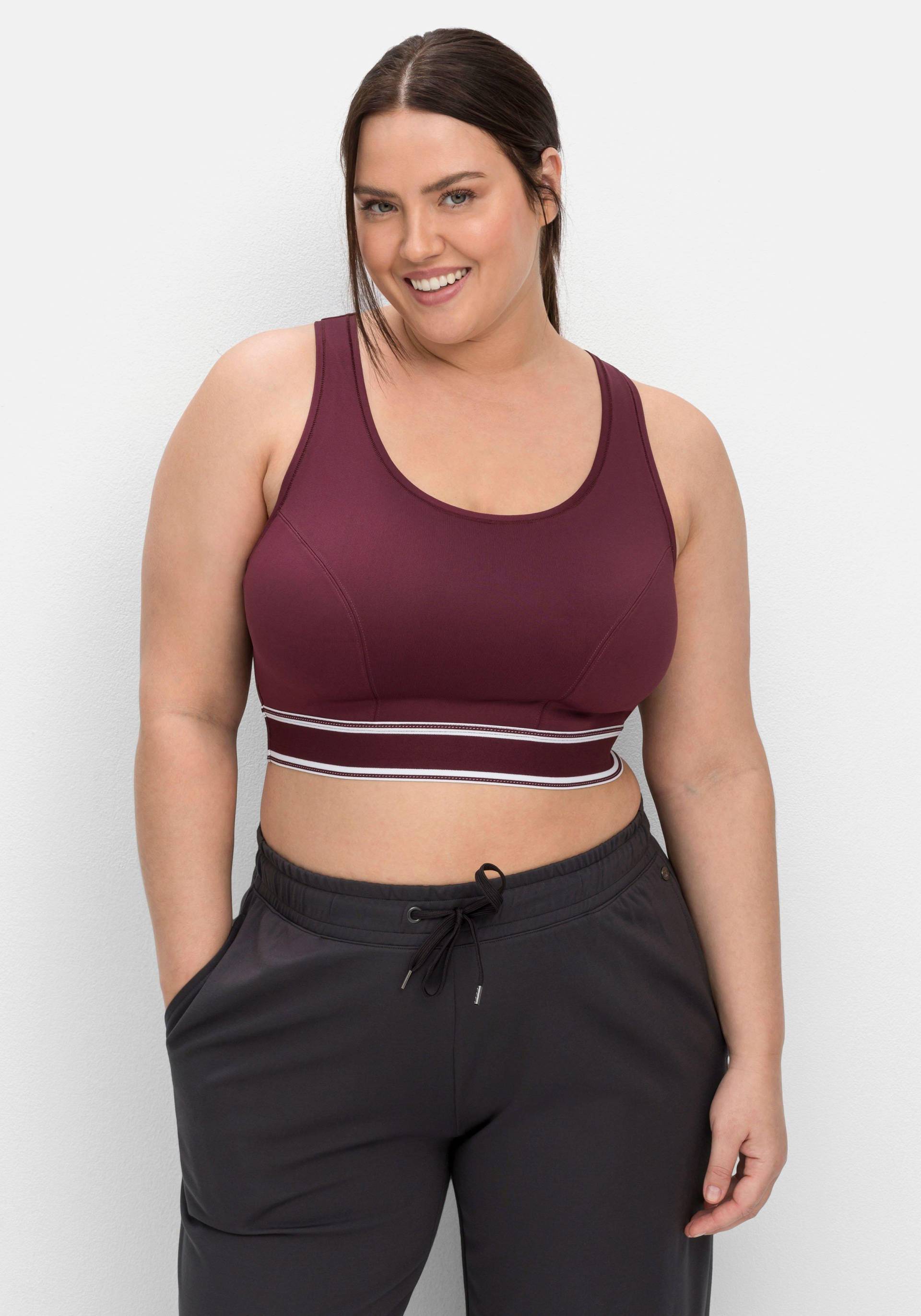 Große Größen: Sport-BH aus COOLMAX®, in Bustier-Form, aubergine, Gr.40-58 von sheego