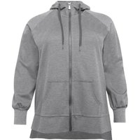 Große Größen: Trainingsjacke mit Kapuze, aus Sweat, grau meliert, Gr.44/46-56/58 von sheego