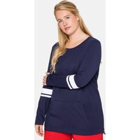 Große Größen: Sweatshirt aus Funktionsmaterial, mit Kängurutasche, marine, Gr.40/42-56/58 von sheego