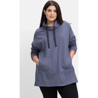 Große Größen: Sweatshirt in A-Linie, mit Taschen und Kragen, indigo, Gr.40/42-56/58 von sheego