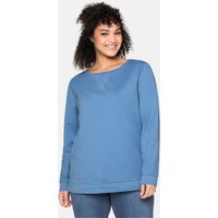 Große Größen: Sweatshirt mit seitlichen Reißverschlüssen, jeansblau, Gr.40/42-56/58 von sheego