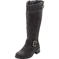 Große Größen: Weitschaftstiefel aus Leder mit Zierband, schwarz, Gr.37-44 von sheego