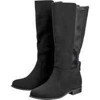 Große Größen: Weitschaftstiefel mit Stretcheinsatz, Velourslederimitat, schwarz, Gr.37-44 von sheego