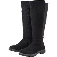 Große Größen: Weitschaftstiefel mit Stretcheinsatz, in Wildleder-Optik, schwarz, Gr.37-44 von sheego