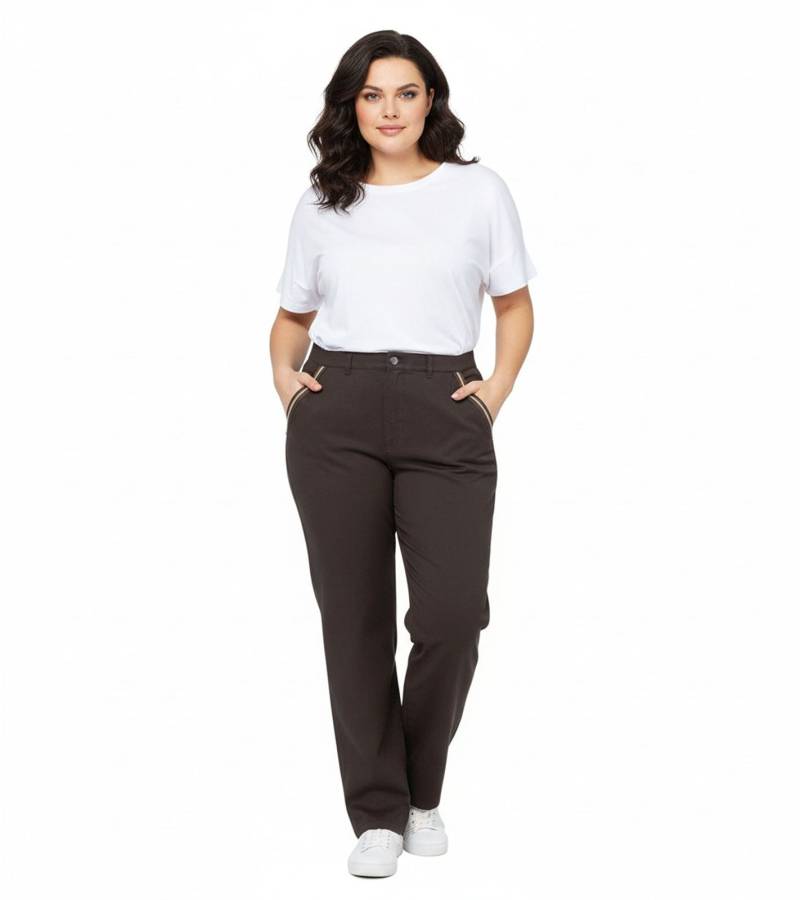 sheego Damen Hose aus weicher Lyocell-Qualität Alltags-Hose Große Größen 134857 Braun von sheego