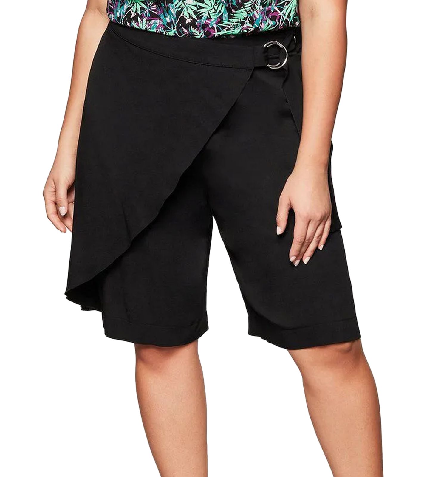sheego Damen Hosenrock in Wickeloptik Bermuda-Short Große Größen 135565 Schwarz von sheego