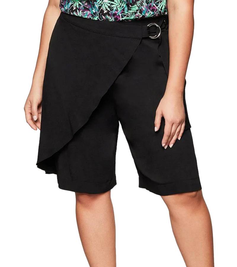 sheego Damen Hosenrock in Wickeloptik Bermuda-Short Große Größen 135565 Schwarz von sheego