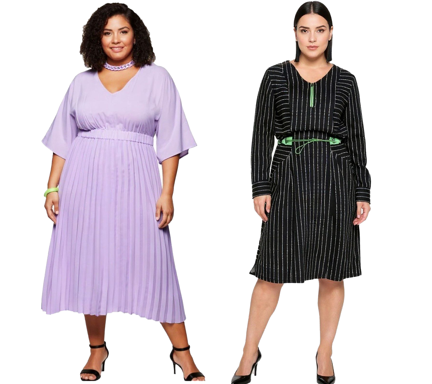 sheego Damen Sommer-Kleid knielanges Kleid Ausgeh-Kleid Große Größen in Schwarz oder Lila von sheego