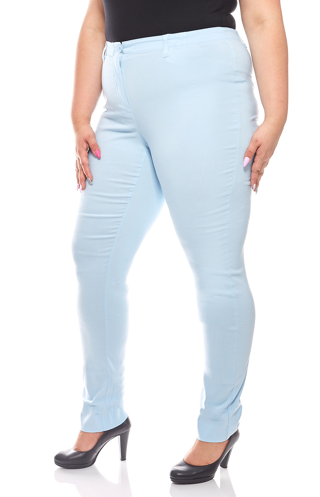 sheego Damen leichte Stretch-Hose Große Größen Langgröße Hellblau von sheego