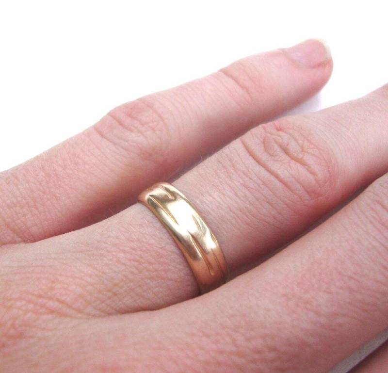 Birkenring Trauring Aus Massivem 10K 14K 18K Gelbgold von sheenajewellery