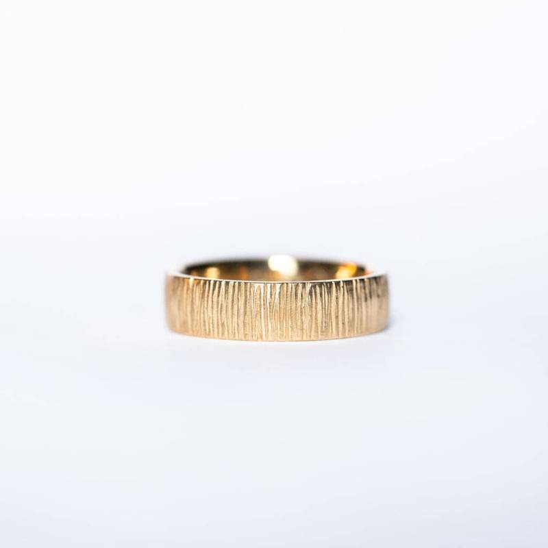 Herren Solid Gold Bambus Ehering Strukturiertes Band von sheenajewellery