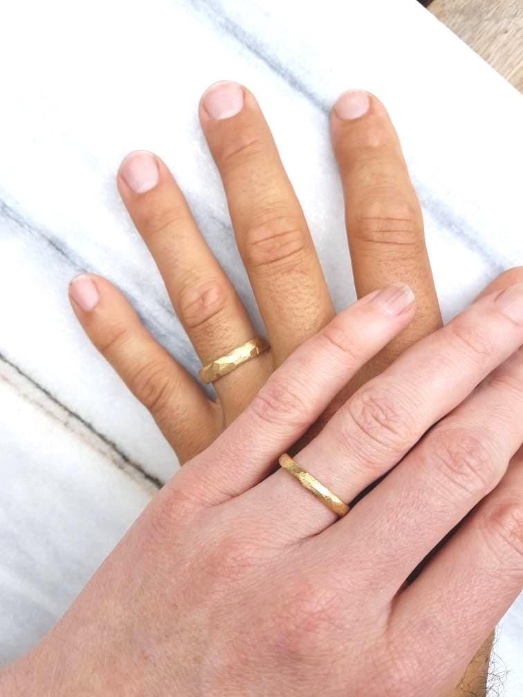 Rustikaler Ehering in 10K 14K 18K Weißgold Oder Rosegold von sheenajewellery