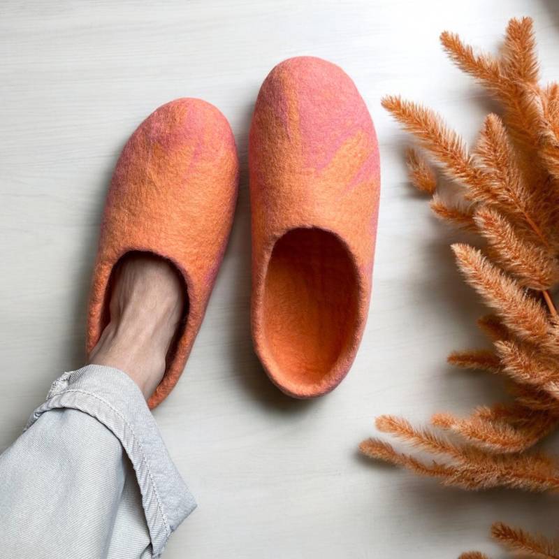 Lachs Gefilzt Merino Wolle Hausschuhe/Clogs Lachs Gefilzt Merino Wolle Hausschuhe/Clogs von sheepup