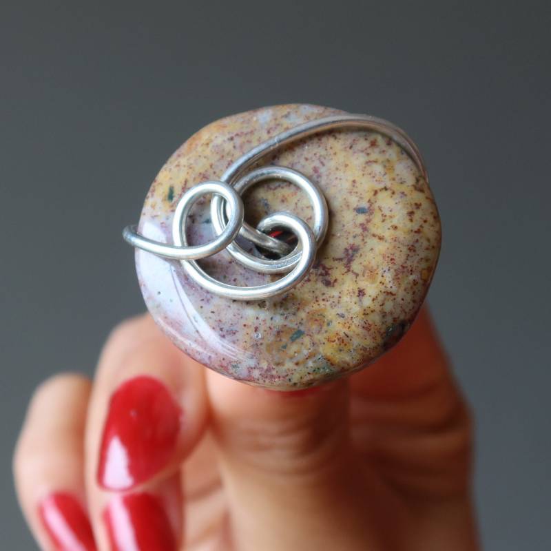 Ausgefallener Jaspis Ring Bunte Donut Delight Stein Silberdraht von sheilasatin