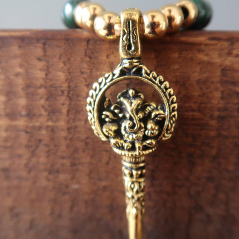 Malachit Halskette Ganesh Elefant von sheilasatin