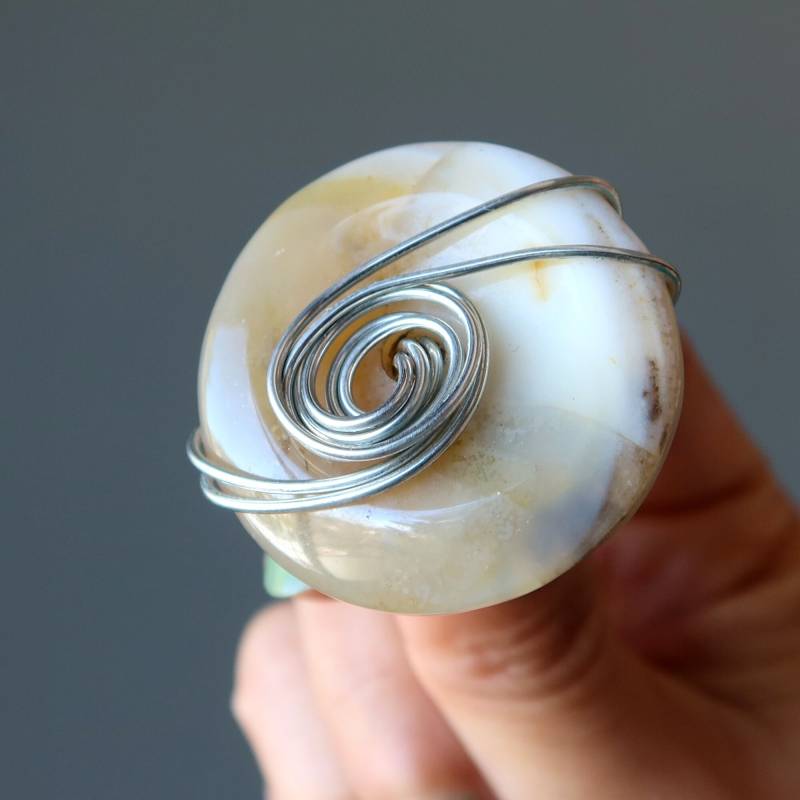 Ring Gelber Achat Mit Kraftvollem Heilstein in Silberdraht Gewickelt von sheilasatin