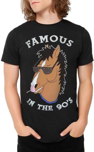 shem BoJack Horseman Famous in The 90s T Shirt Funny Vintage Gift Men Women, Schwarz , M von shem