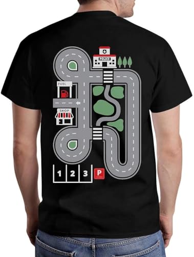 shem Dad Shirt Playmat Race Car Track Shirts für Herren Play Cars Straßen auf Rücken T-Shirt, Schwarz , XL von shem