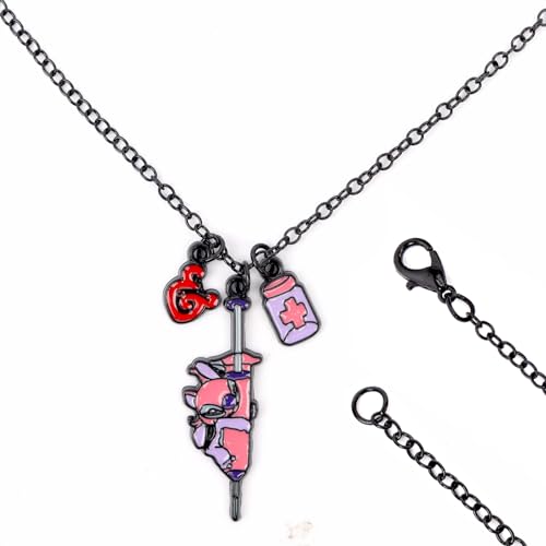 Neue Stich Halskette, niedliche Cartoon Stich Anhänger Choker Halskette für Mädchen, Legierung Stich Halskette Stich Schmuck Geschenke für Familie Frauen, Freund, Tochter, Nichte (A) von shengo