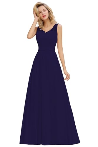 shengyan V-Ausschnitt Ärmellos Chiffon Brautjungfern Kleid Breiter Schulterriemen A-Linie Abend Kleider Spitze Chiffon Spleißen Ball Kleid von shengyan