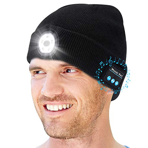 LED Bluetooth Beanie Hat Kopfhörer - kabelloses Headset Musikmütze mit 5 abnehmbaren LED-Lichtern - Technische Geschenke für Männer LED Bluetooth Beanie Hat Kopfhörer - kabelloses Headset Musikmütze mit 5 abnehmbaren LED-Lichtern - Technische Geschenke für Männer von SHENKEY
