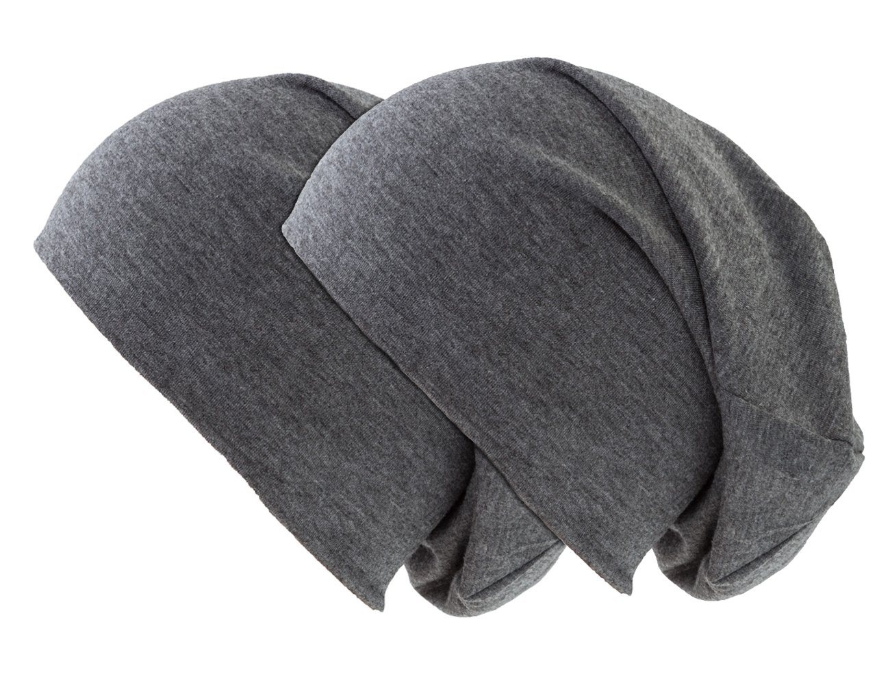 shenky Beanie Doppelpack dunkelgrau Herren Mütze (Beanie Damen, Jerseymütze) elastisch, beanie-mütze, Kopftuch, Haube von shenky