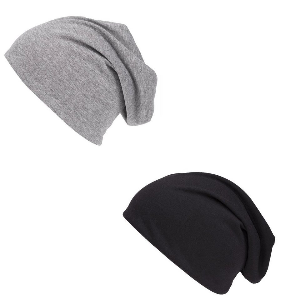 shenky Jerseymütze Doppelpack Beanie Mützen in verschiedenen Farben (Long Beanie, 2er Set) elastisch von shenky