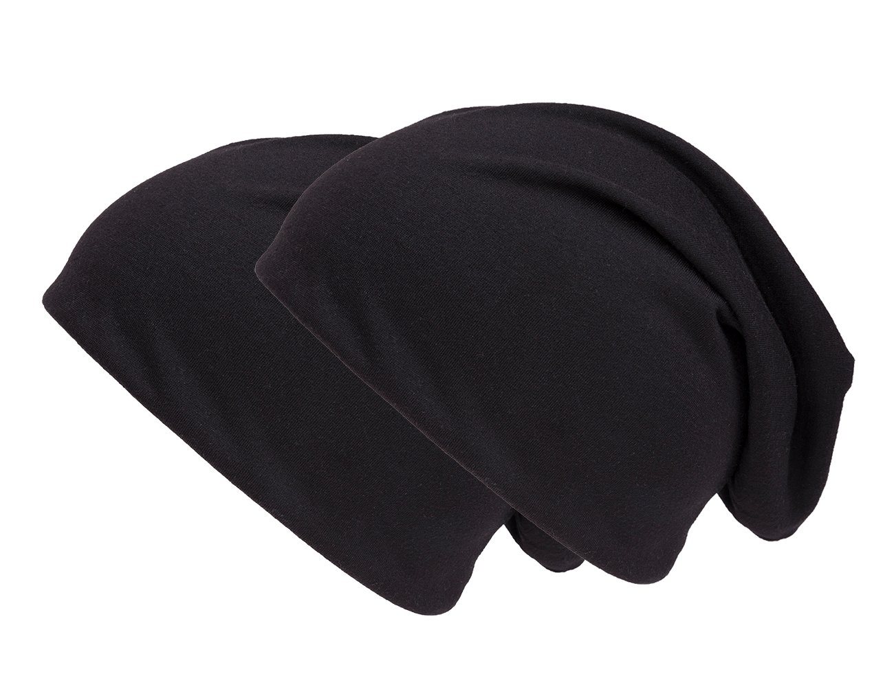 shenky Jerseymütze Doppelpack schwarz Herren Mütze (Beanie Damen, Beanie-Mütze) elastisch, beanie-mütze, Kopftuch, Haube von shenky