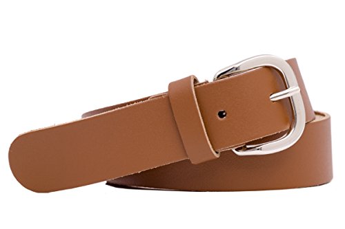 shenky Ledergürtel glatt | 3cm Breite | Gürtel mit Gürtelschnalle | Echtleder | Damen | Schnalle | Echt Leder | Damengürtel | Echtledergürtel | belt | Damen-Gürtel | Bundweite 90cm | Cognac Braun von shenky