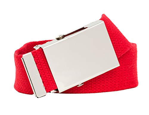 shenky Stoffgürtel | 4cm Breite | Stoff Gürtel mit Gürtelschnalle | Herrengürtel | Canvas | Damen | Schnalle | Damengürtel | belt | kombinierbar | Textilgürtel | 150cm | Rot von shenky