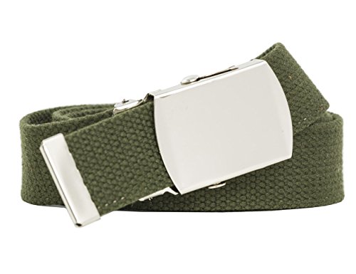 shenky Stoffgürtel extra lang | Unisex | individuell verstellbar | Stoff Gürtel mit Gürtelschnalle | Herrengürtel | Damengürtel | belt | kombinierbar | schmal | 110cm | Army Grün von shenky