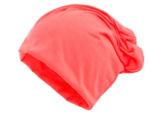 shenky XXL | Long Beanie | große Köpfe | leichte Sommermütze | extralange Haube | für Damen & Männer | Unisex | dünn | Long Slouch Beanie | Neonorange XXL von shenky