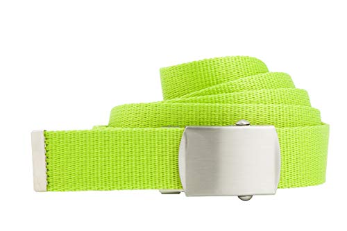 shenky Stoffgürtel | 3cm Breite | Stoff Gürtel mit Gürtelschnalle | Herrengürtel | Canvas | Damen | Schnalle | Damengürtel | belt | Textilgürtel schmal | 200cm | Neongrün von shenky