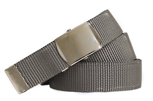 shenky Stoffgürtel | 3cm Breite | Stoff Gürtel mit Gürtelschnalle | Herrengürtel | Canvas | Damen | Schnalle | Damengürtel | belt | kombinierbar | Textilgürtel schmal | 100cm | Grau von shenky