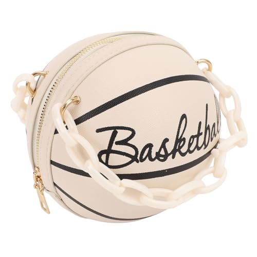 shenruifa Umhängetasche in Basketballform, PU-Leder, Niedliche, Modische, Runde Handtasche für Damen und Mädchen (Weiß) von shenruifa