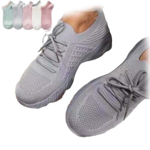 Fortunata Orthopädische Schuhe Für Damen, Fortunata Schuhe, Orthopädische Schuhe Für Damen, Mesh Up Stretch-Schuhe Mit Fußgewölbeunterstützung Und Luftpolster (EU:37,Grau) von shenyoukong