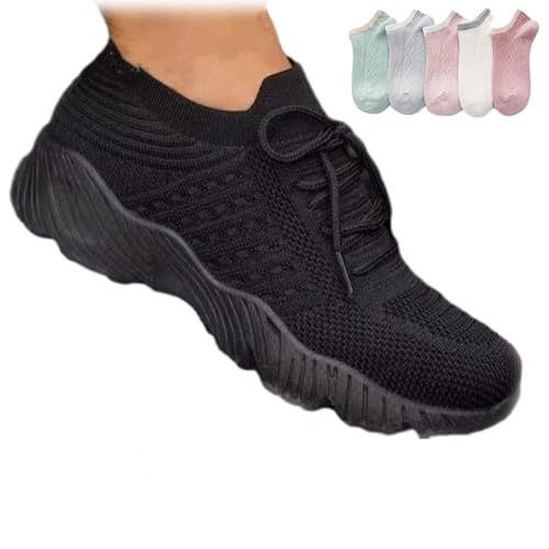 Fortunata Orthopädische Schuhe Für Damen, Fortunata Schuhe, Orthopädische Schuhe Für Damen, Mesh Up Stretch-Schuhe Mit Fußgewölbeunterstützung Und Luftpolster (EU:43,Schwarz) von shenyoukong