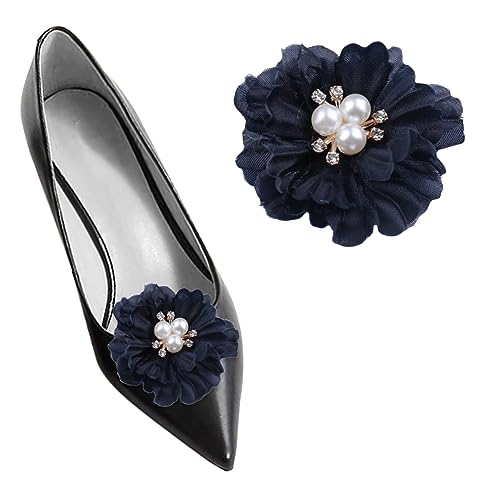 sheoklips 2 Stück Perlen-Blumen-Schuh-Clips Damen DIY Schuh Zubehör 3D Schuh Verzierung Abnehmbare Schuhschnalle für High Heels, Baumwolle, Kein Edelstein von Shoeklips