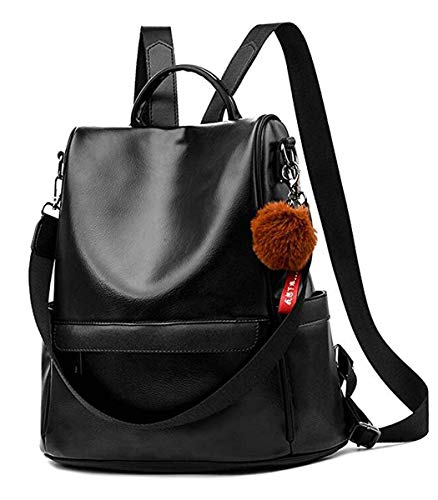 shepretty Damen Rucksack Anti Diebstahl Umhängetasche Hohe Qualität Leder, 6766-BK-2 von shepretty