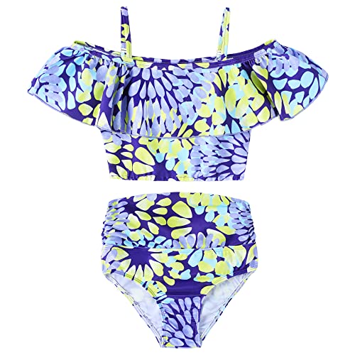 shepretty Mädchen Bikini-Set Badeanzug hohe Taille Zweiteiliger Bademode UV-Schutz Swimsuit，huangzi，110 von shepretty