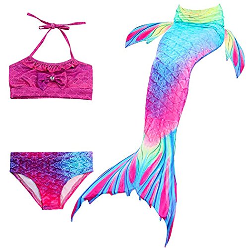 shepretty Meerjungfrau Schwanz mit Bikini-Set für Mädchen Schwimmen Kostüme Cosplay,wpDH02,120 von shepretty