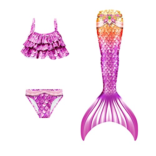 shepretty Meerjungfrau Schwanz mit Bikini-Set für Mädchen Schwimmen Kostüme Cosplay,wpM4,110 von shepretty