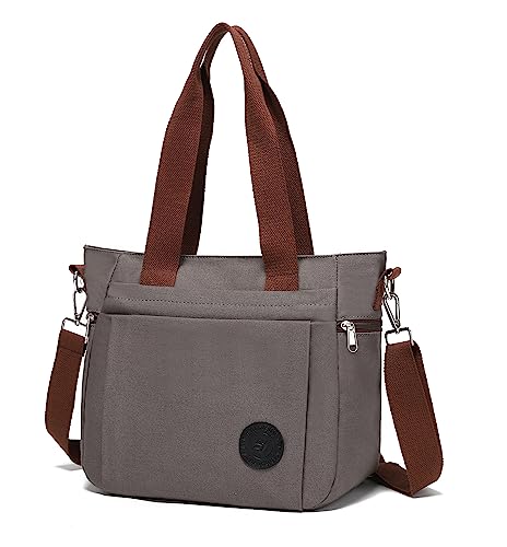 shepretty canvas tasche damen handtasche Grau shopper mit reißverschluss tote bag segeltuch von shepretty