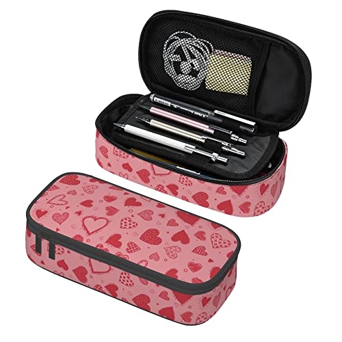 Federmäppchen in Donut-Form, großes Fassungsvermögen, Stifttasche mit Reißverschlussfach, Federmäppchen, multifunktional, Schreibwarentasche für Mädchen, Rosa, herzen, Einheitsgröße, Taschen-Organizer von shgwehh