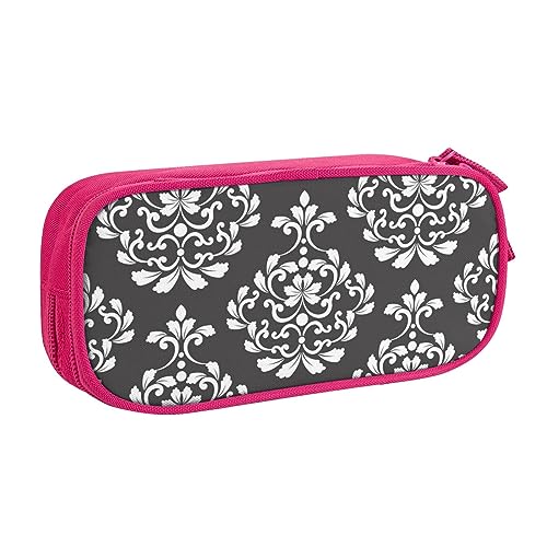 Federmäppchen mit Damast-Muster, Stifteetui mit Reißverschluss, Rosa, große Kapazität, Federmäppchen für Schule, Büro und Reisen, rose, Einheitsgröße, Taschen-Organizer von shgwehh