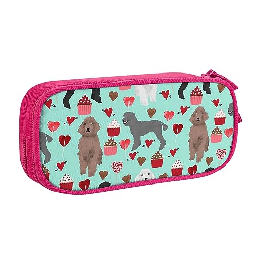 Federmäppchen mit Pudelhund, Stifteetui mit Reißverschluss, rosa große Kapazität, Stiftebox für Schule, Büro und Reisen, rose, Einheitsgröße, Taschen-Organizer von shgwehh