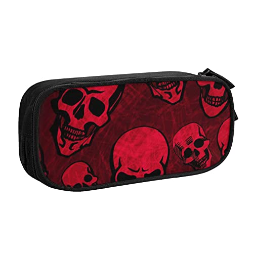 Federmäppchen mit rotem Totenkopf, Stifteetui mit Reißverschluss, schwarzes großes Fassungsvermögen, für Schule, Büro und Reisen, Schwarz , Einheitsgröße, Taschen-Organizer von shgwehh